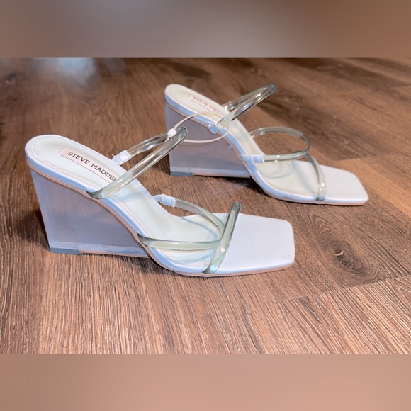 Steve Madden Shoes - Steve Madden Saute Clear Wedge Sandals NWOB 8.5 4” heel